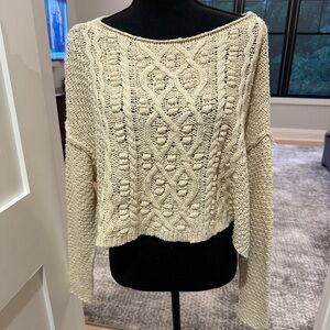 Beige Free People boat neck sweater